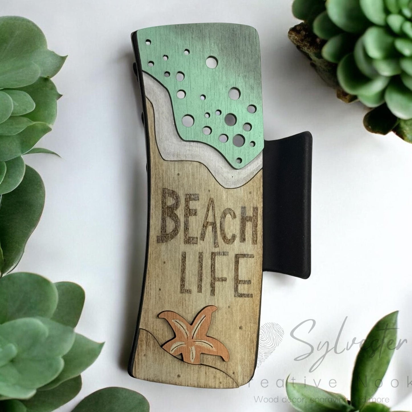 Hand painted 4.1 Inch Claw Hair Clip