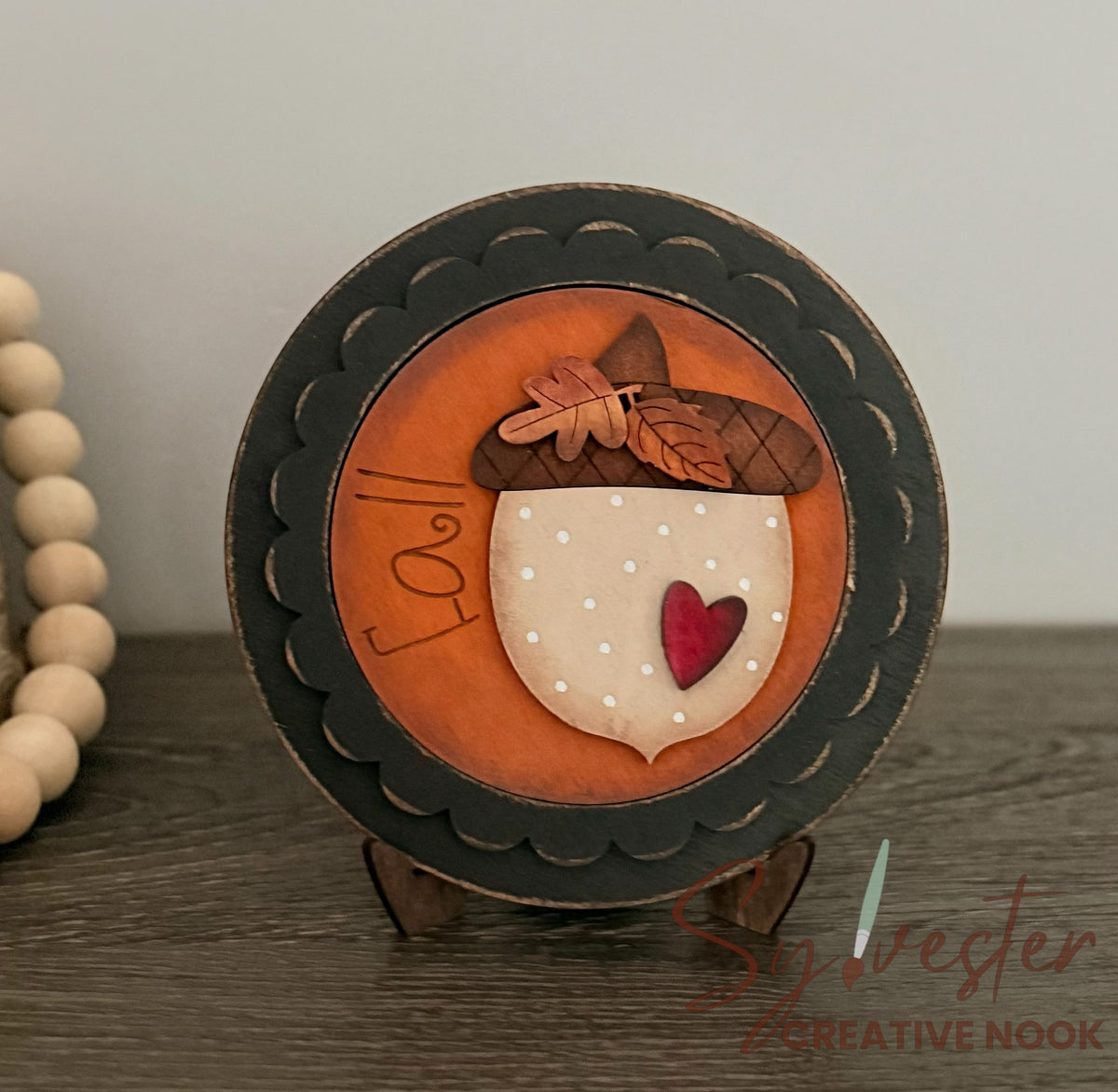 Hand Painted 3 inch Round Sign with easel and 5 Inserts / Nova Scotia Made