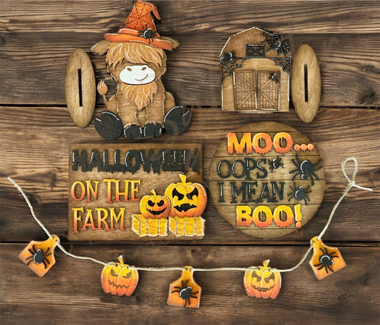 Halloween Highland Cow Tiered Tray Set (Tray not included)
