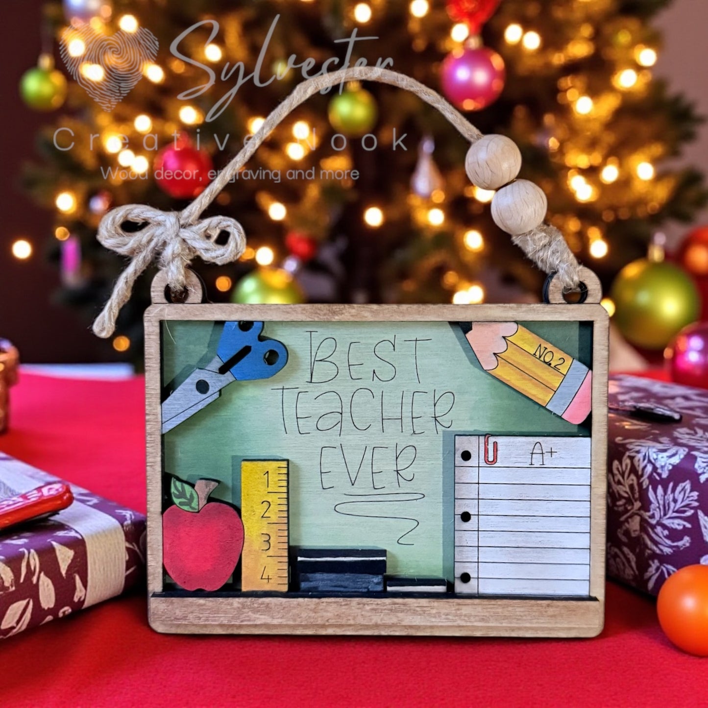 Best Teacher Ever Chalk Board Ornament