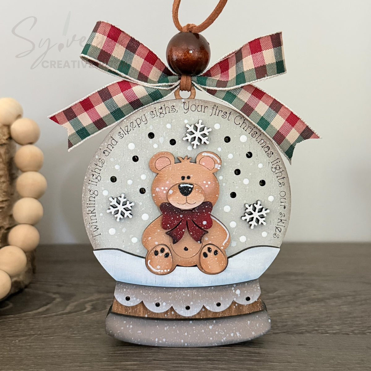 Lighted Baby’s First Christmas Ornament or Shelf Sitter Snow Globe/ Nova Scotia Made/ Nova Scotia Hand Painted