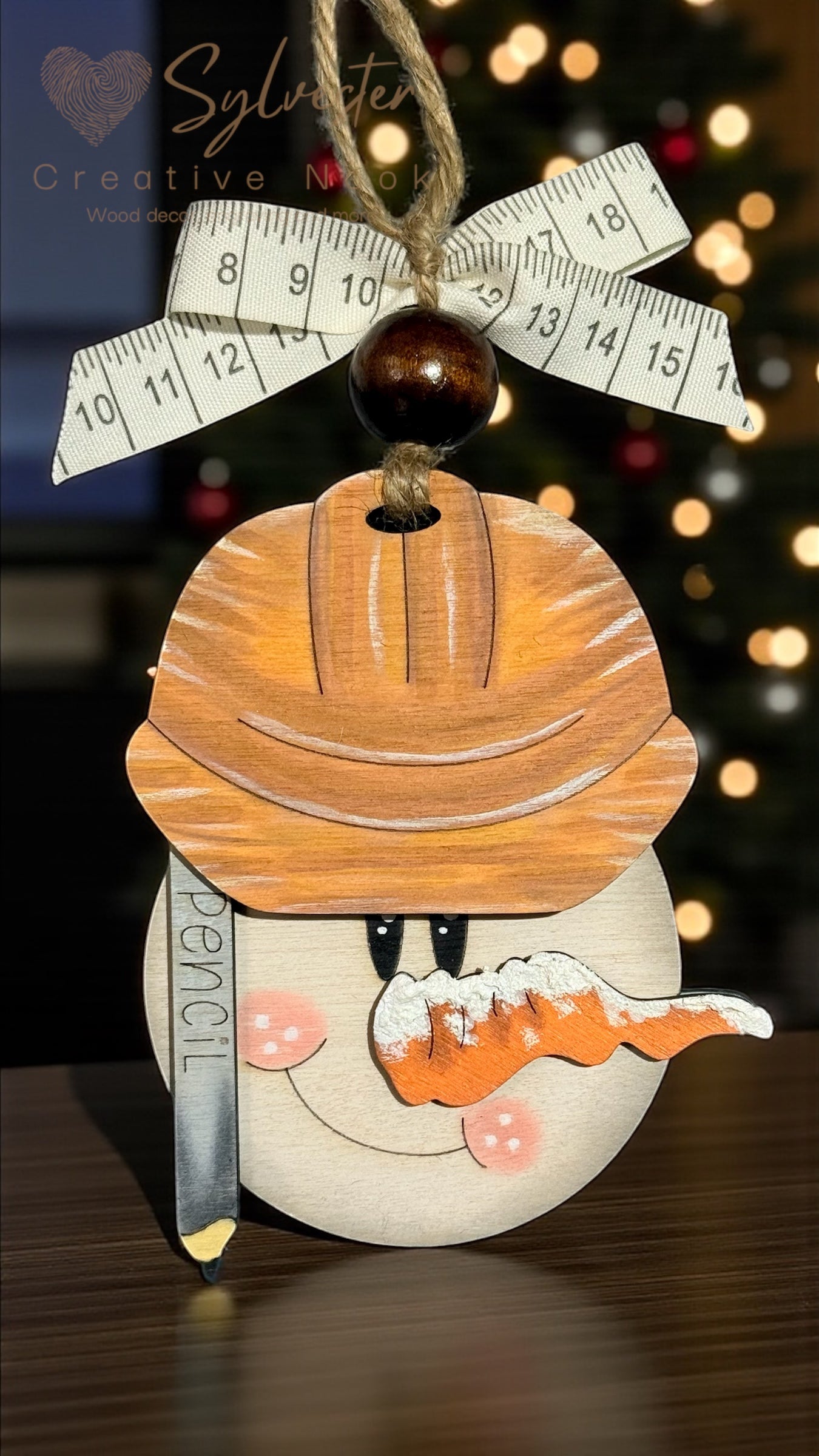 Construction Worker Ornament Features Faux Snow On The Nose