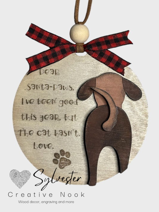 The Cat Did It, The Dog Did It Ornament Pair