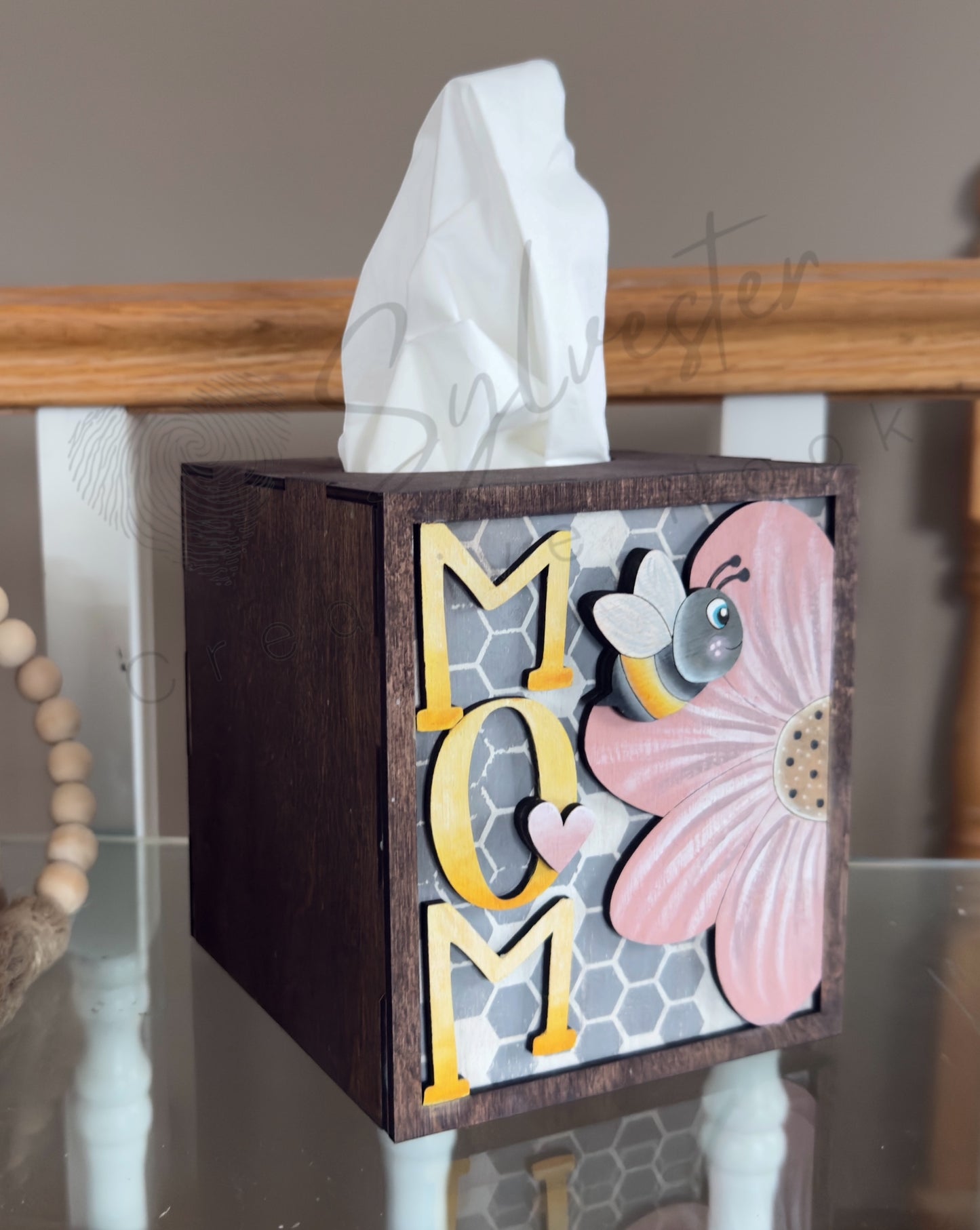 Hand Painted Wooden Tissue Box Cover For Small Square Tissue Box