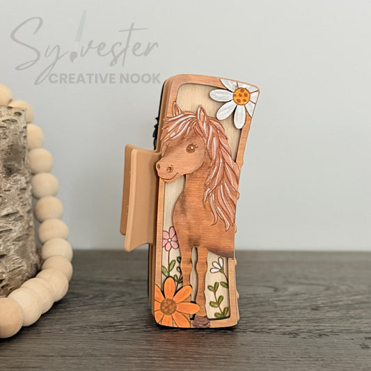 Hand painted 4.1 Inch Claw Hair Clip