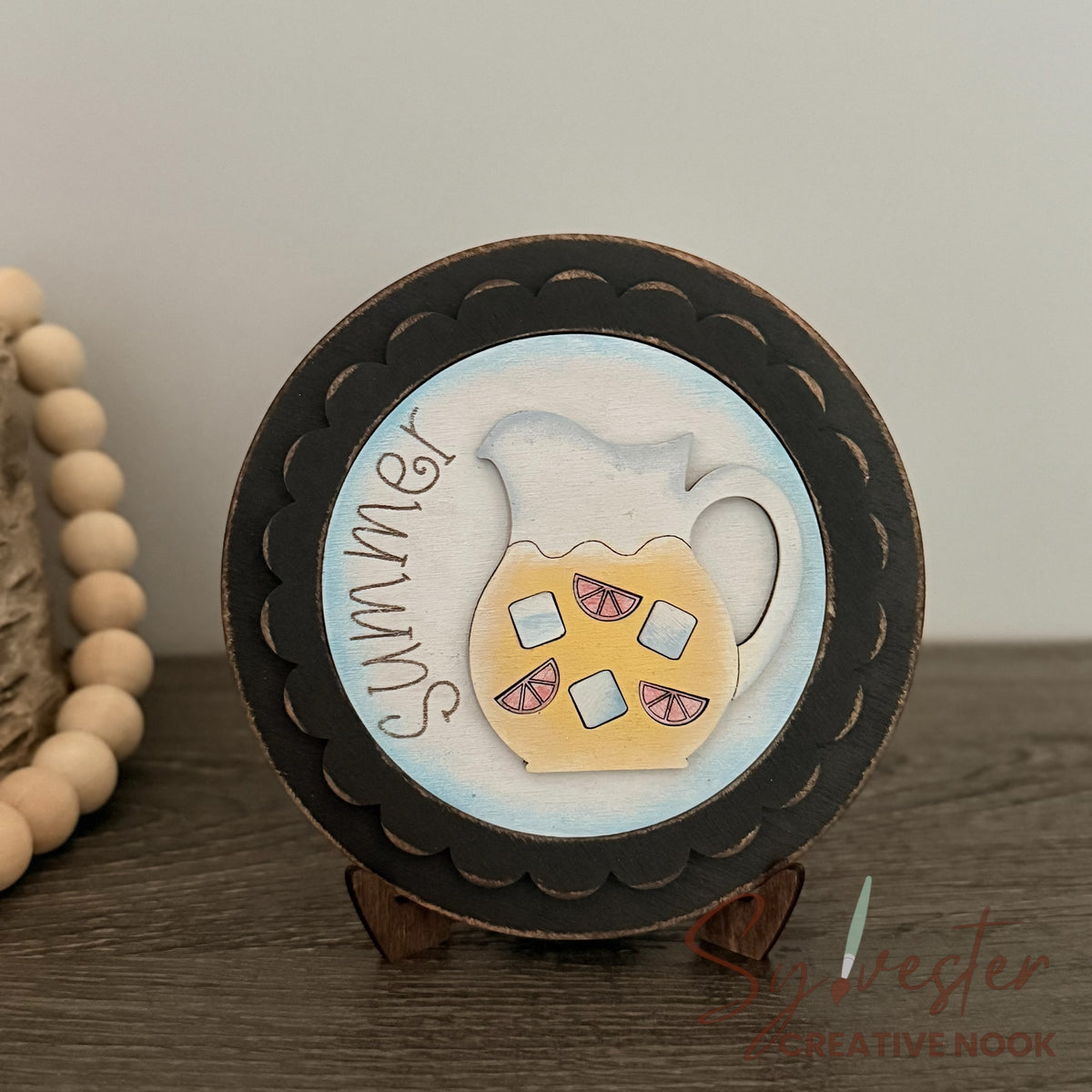 Hand Painted 3 inch Round Sign with easel and 5 Inserts / Nova Scotia Made