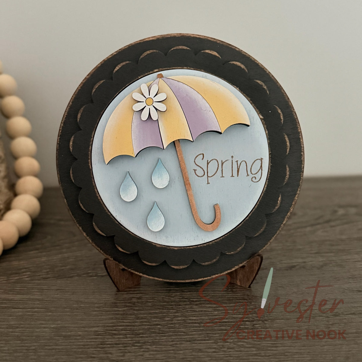 Hand Painted 3 inch Round Sign with easel and 5 Inserts / Nova Scotia Made
