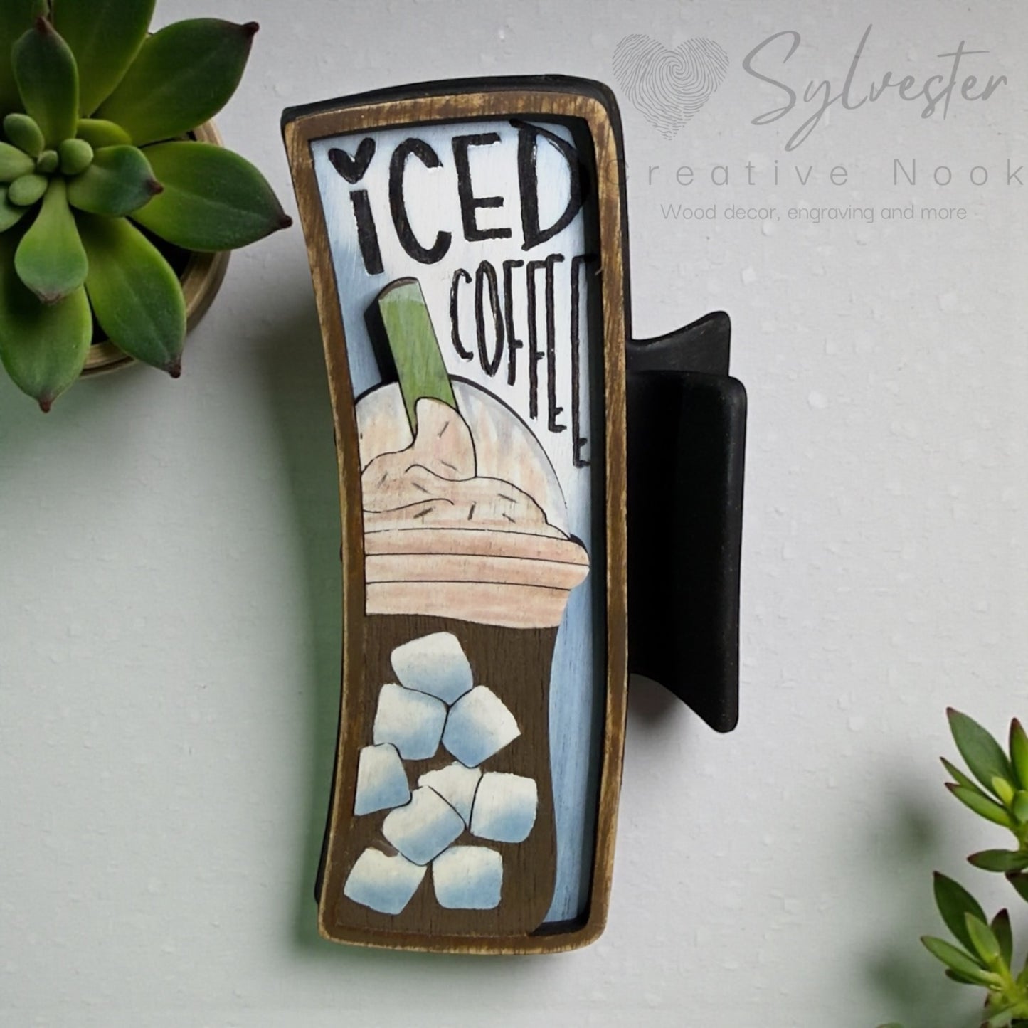 Hand painted 4.1 Inch Claw Hair Clip