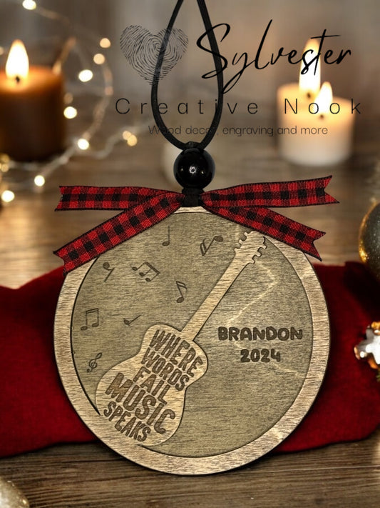 Personalized where Words Fail Music Speaks Ornament