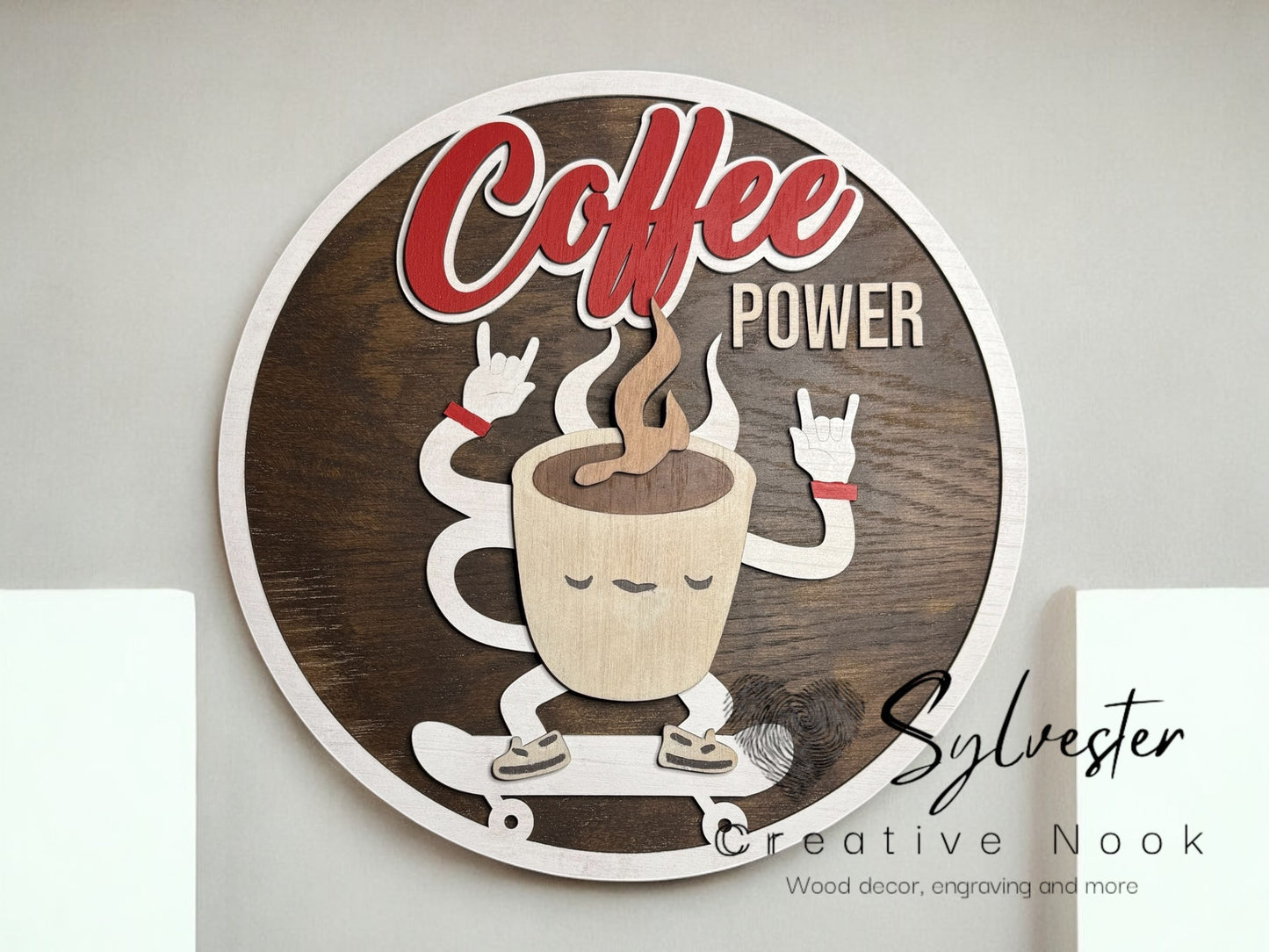 Coffee Power Skateboard Sign