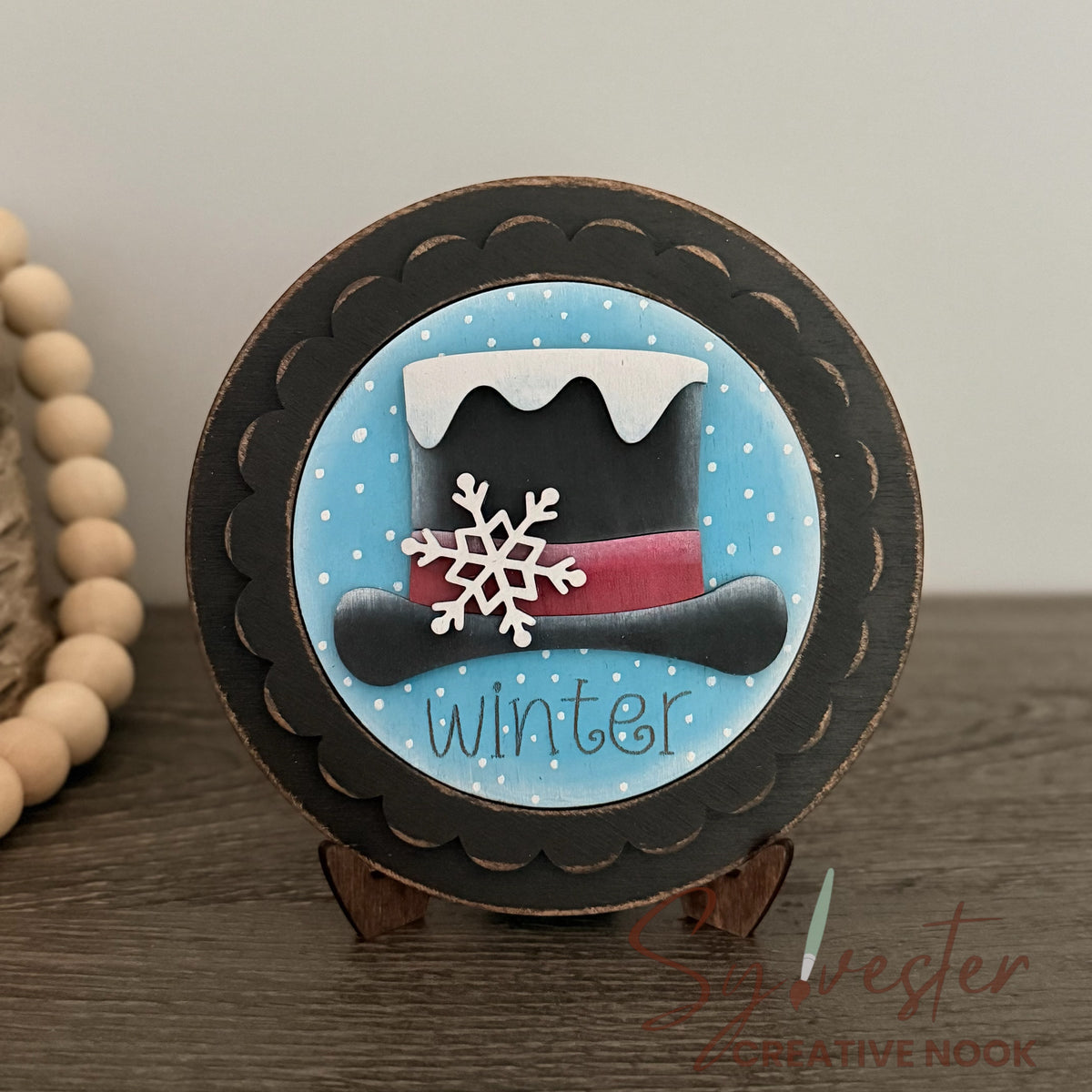 Hand Painted 3 inch Round Sign with easel and 5 Inserts / Nova Scotia Made