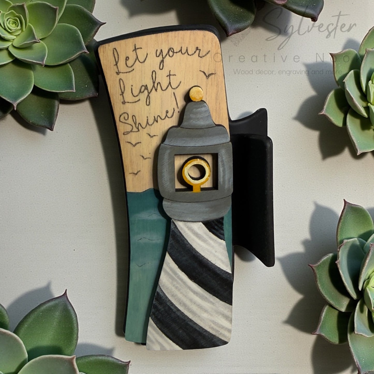 Hand painted 4.1 Inch Claw Hair Clip