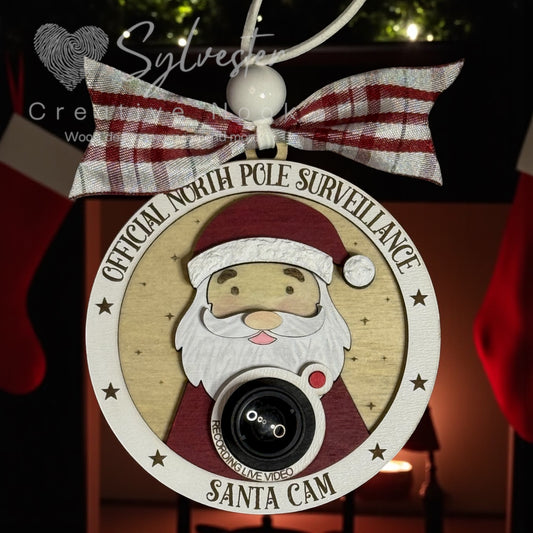 Santa Cam Ornament With Realistic Camera Lense