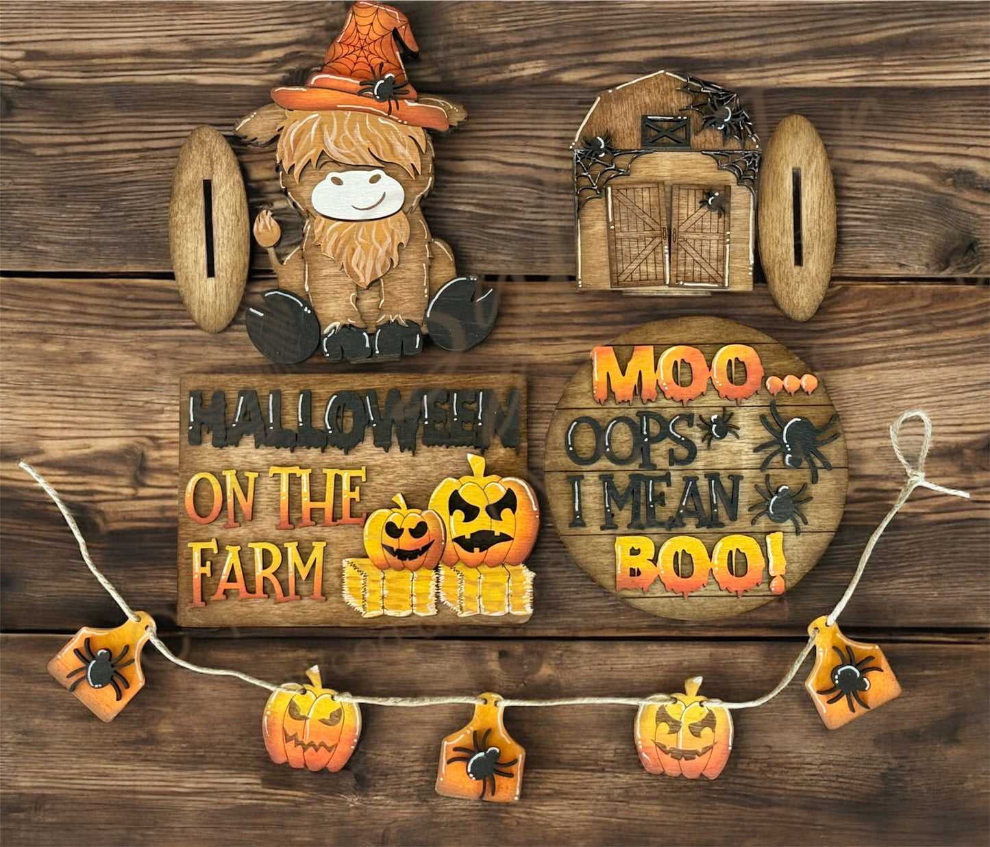 Halloween Highland Cow Tiered Tray Set (Tray not included)