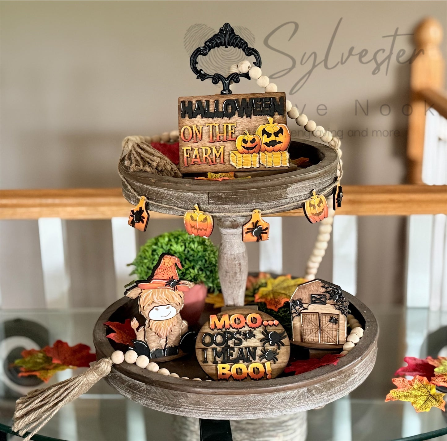 Halloween Highland Cow Tiered Tray Set (Tray not included)