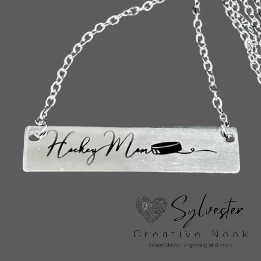 Stainless Steel Hockey mom or Personalized Necklace