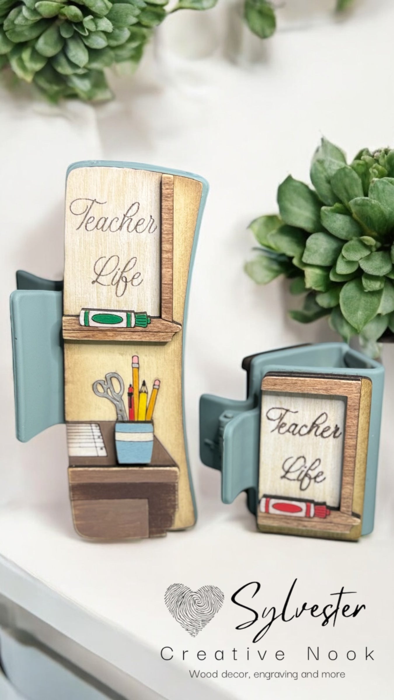 Hand Painted Hair Clip Duo