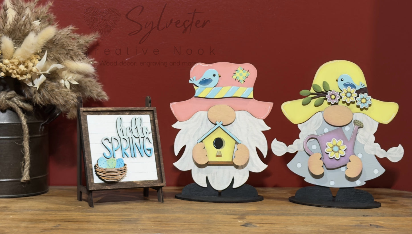 Interchangeable Gnome Pair With Interchangeable sign