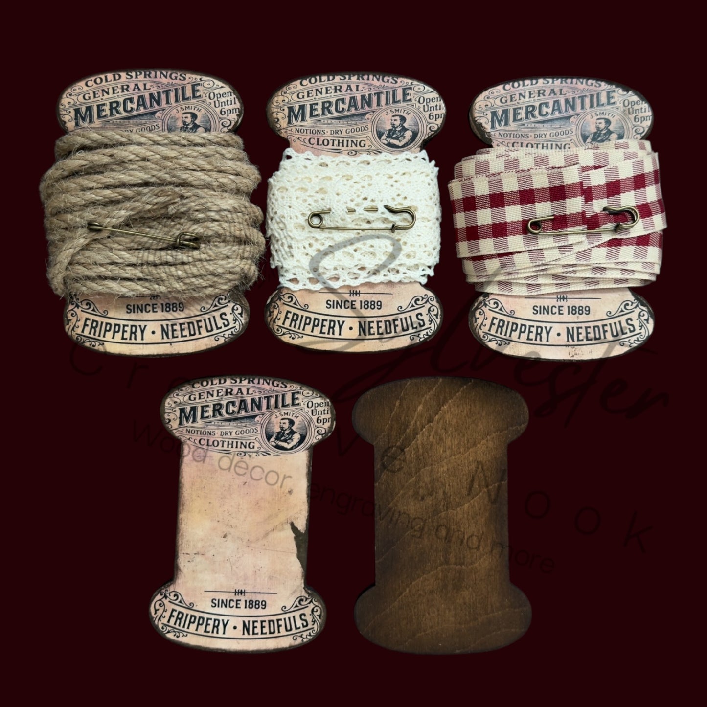 Vintage Spool Ribbon Organizer Set of 5