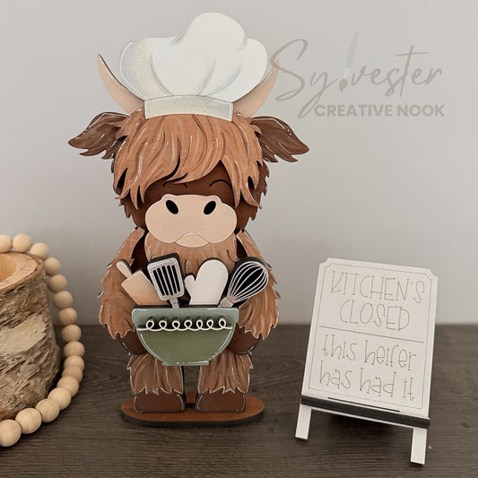 Hand Painted Kitchen Highland Cow / Nova Scotia Made