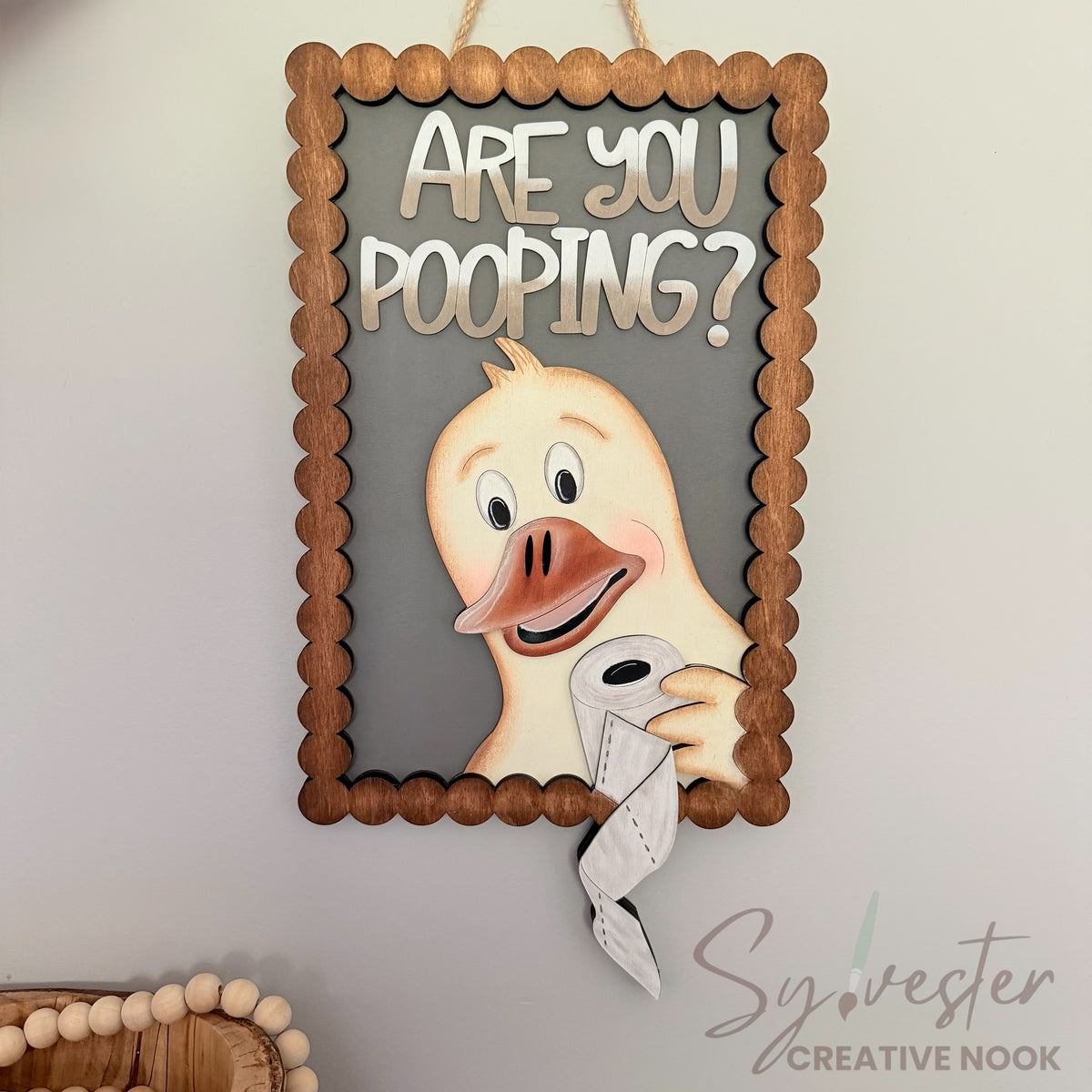 Hand Painted Funny Bathroom Sign / Made In Nova Scotia
