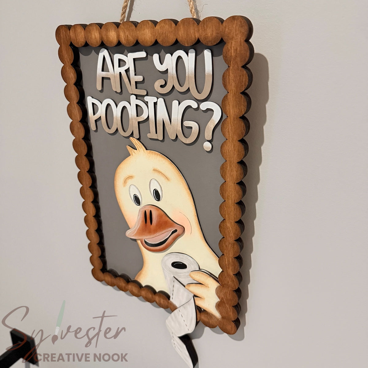 Hand Painted Funny Bathroom Sign / Made In Nova Scotia
