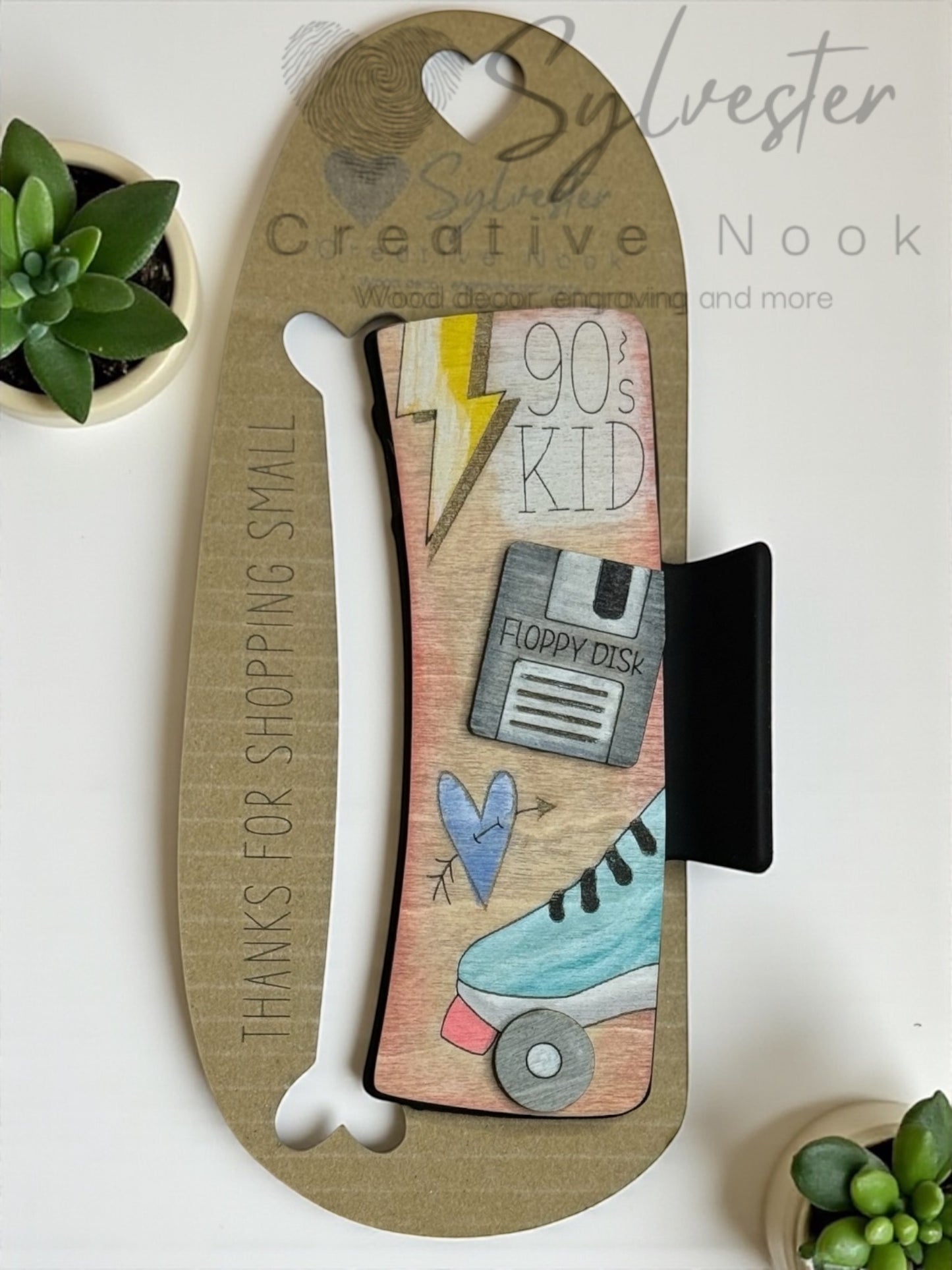 Hand painted 4.1 Inch Claw Hair Clip