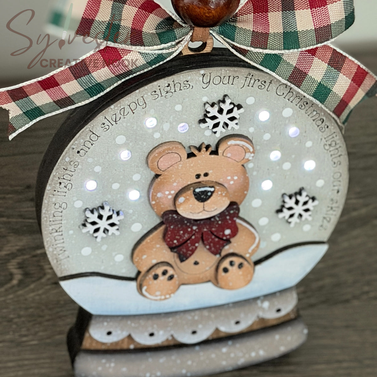 Lighted Baby’s First Christmas Ornament or Shelf Sitter Snow Globe/ Nova Scotia Made/ Nova Scotia Hand Painted