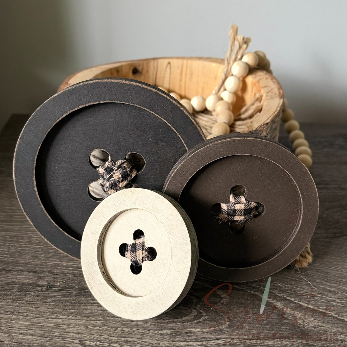 Large Wooden Buttons/Rustic Wooden Safety Pins/ Buttons and Pins Only/ Nova Scotia Made/ Nova Scotia Hand Painted