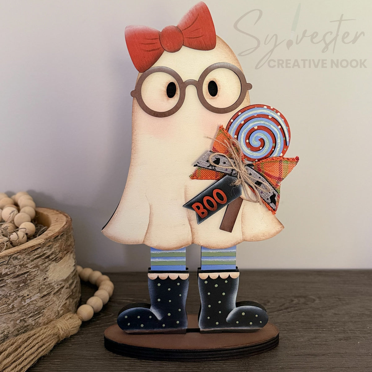 Sweet Ghost Shelf Sitter/ Hand Painted Nova Scotia/ Made In Nova Scotia