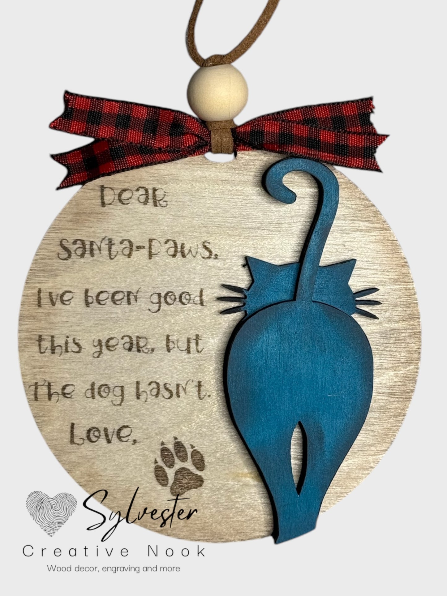 The Cat Did It, The Dog Did It Ornament Pair