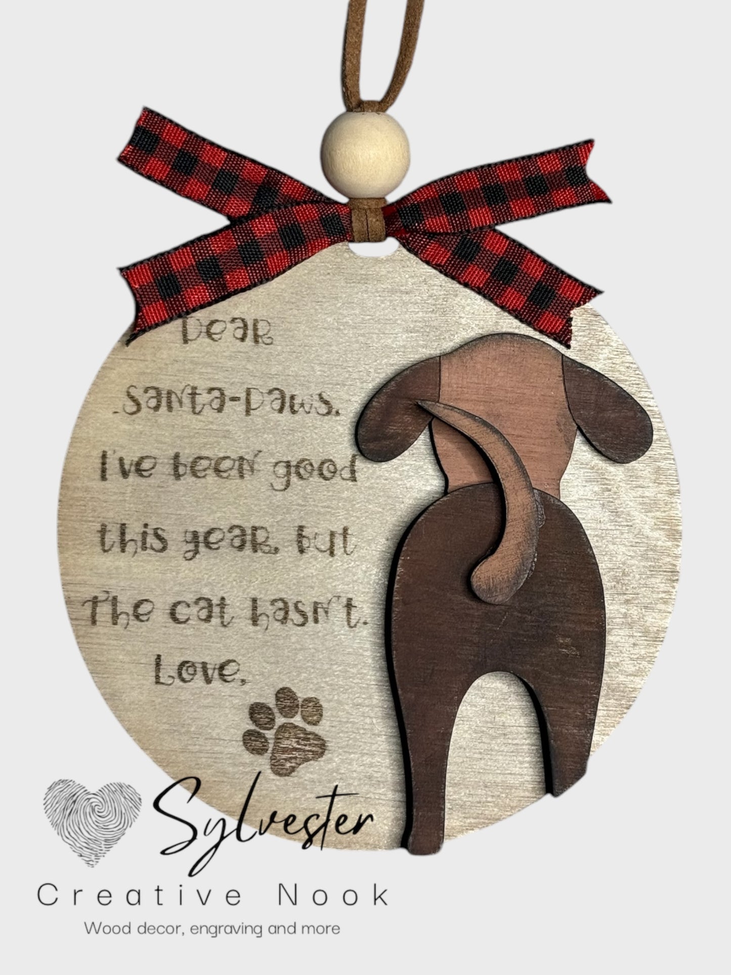 The Cat Did It, The Dog Did It Ornament Pair