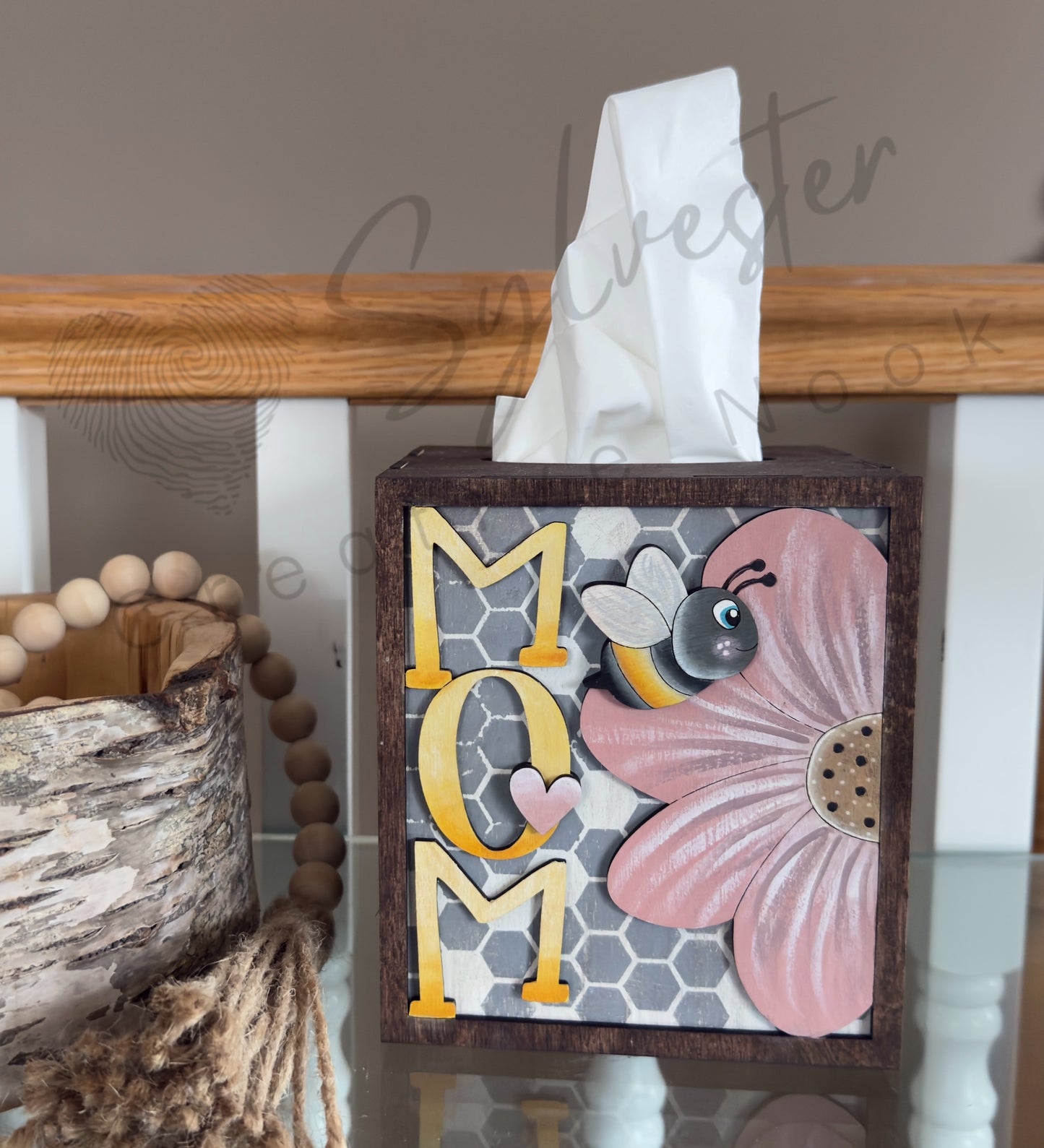 Hand Painted Wooden Tissue Box Cover For Small Square Tissue Box