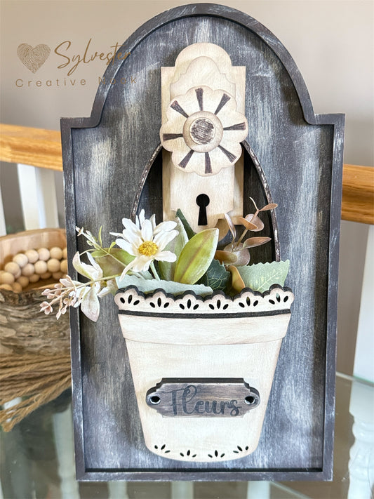 Vintage Door Handle/Bucket Shelf Sitter (flowers not included)