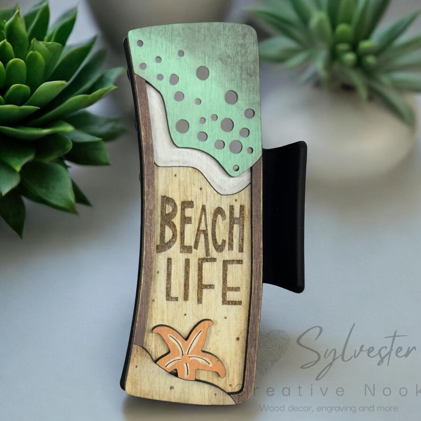Hand painted 4.1 Inch Claw Hair Clip