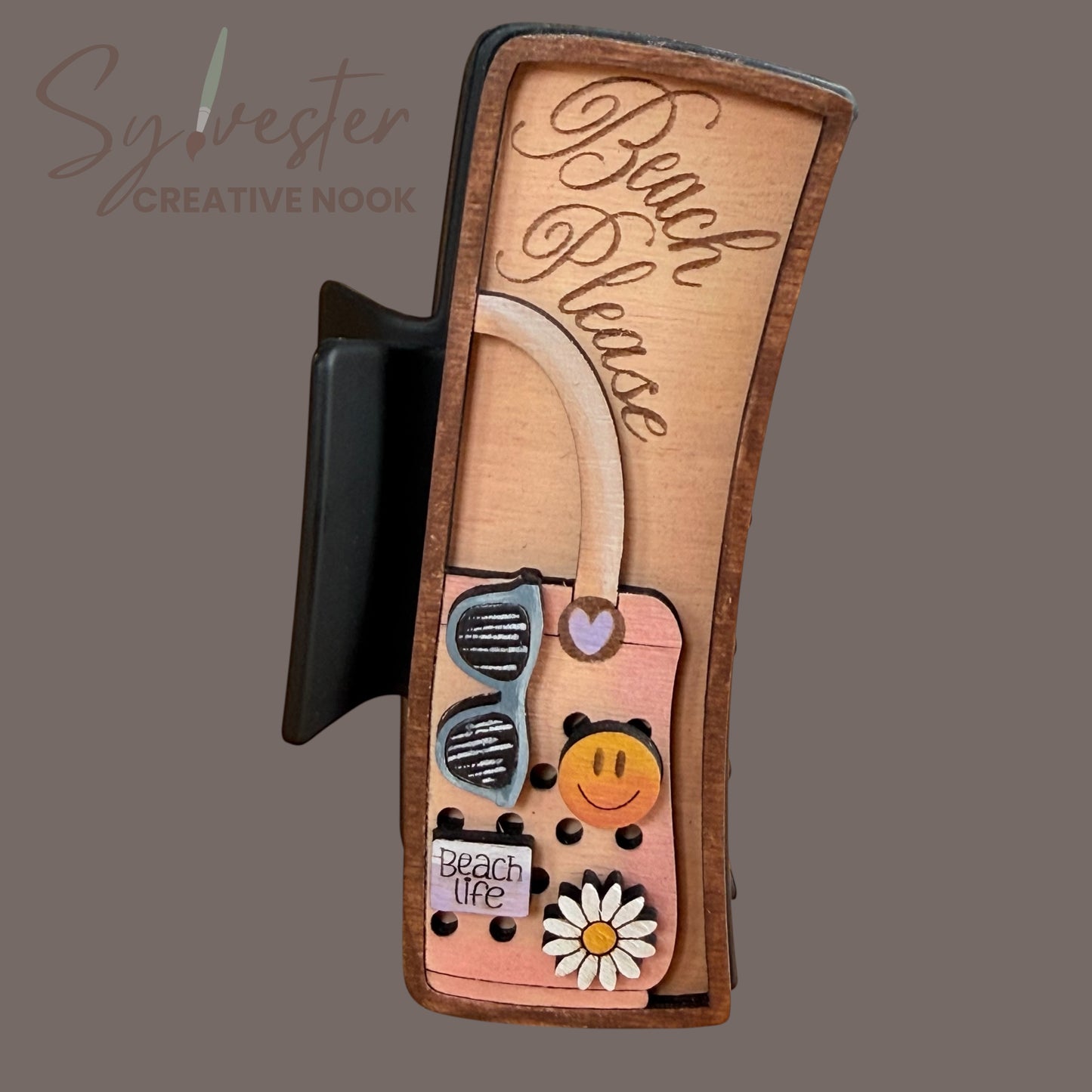 Hand painted 4.1 Inch Claw Hair Clip