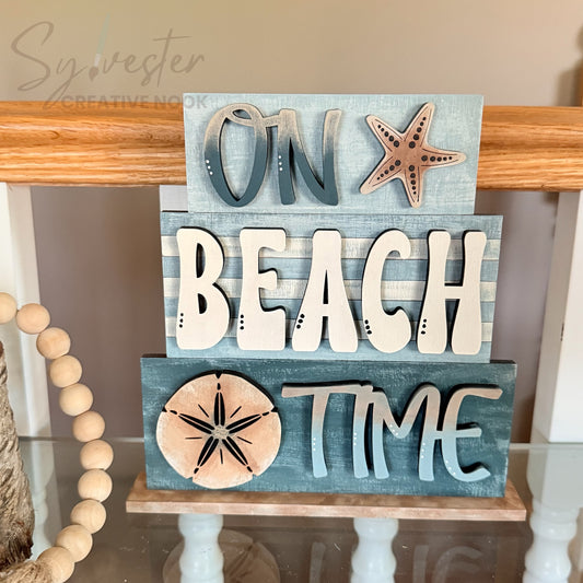 Hand Painted On Beach Time Shelf Sitter