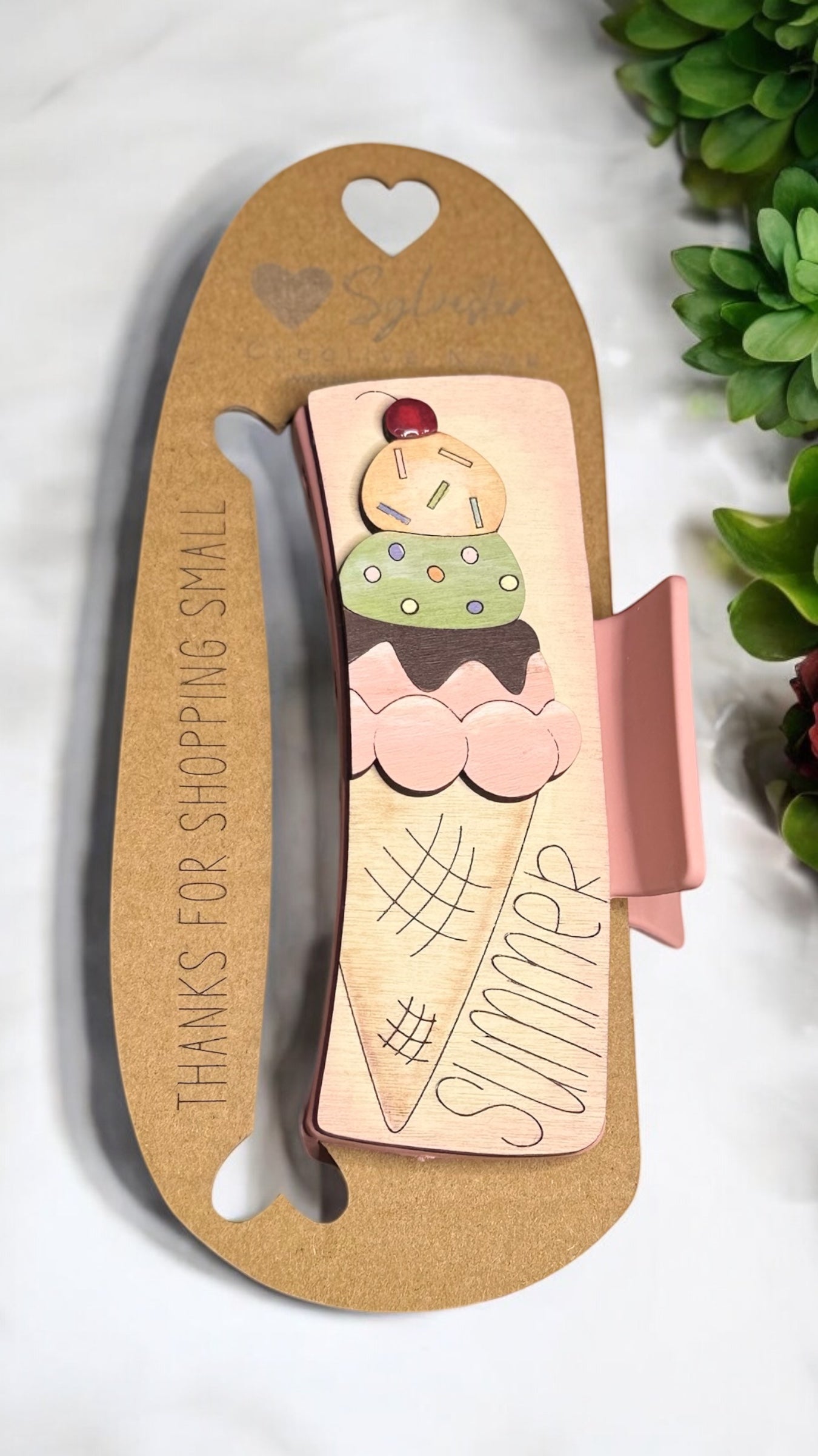 Hand painted 4.1 Inch Claw Hair Clip