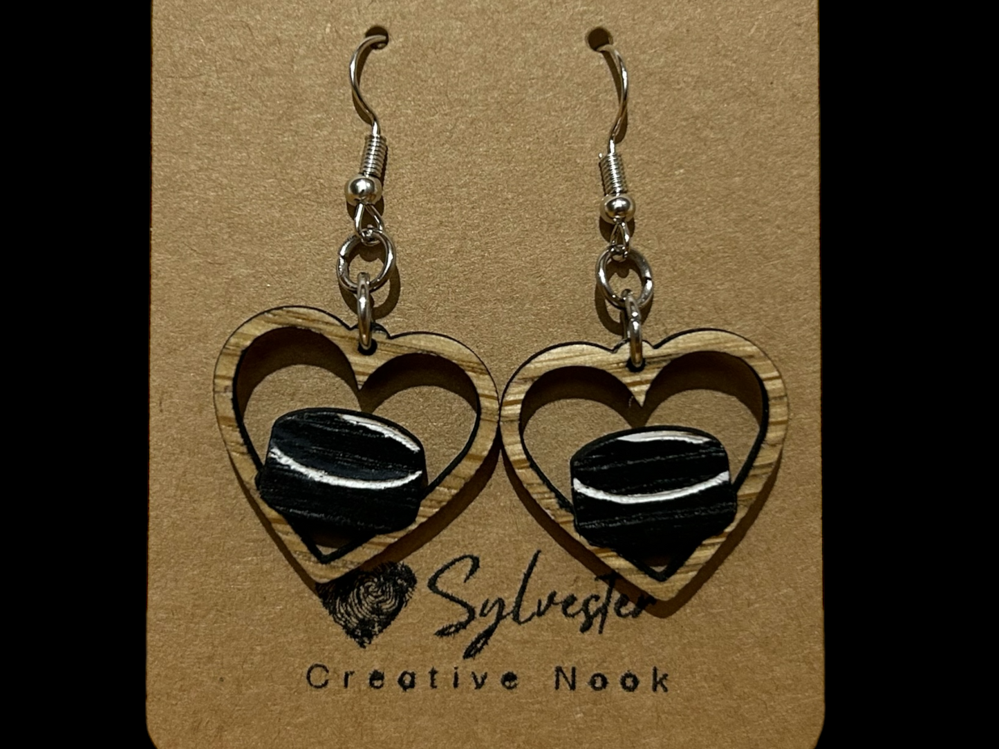 Hockey Puck Wood Earrings