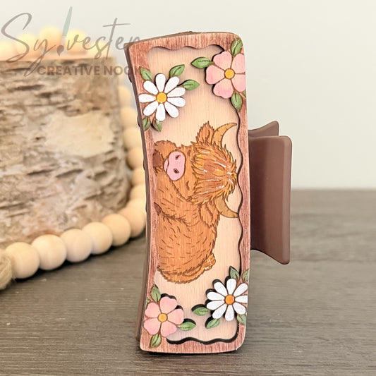 Hand painted 4.1 Inch Claw Hair Clip